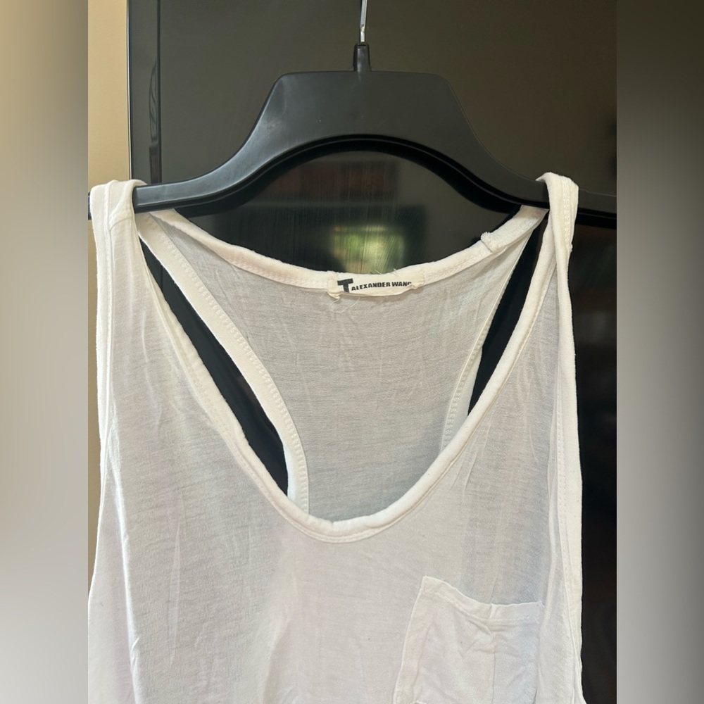 Alexander Wang White Racerback Pocket Tank